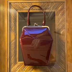 Tatyana Oxblood Retro Coffin-Shaped Handbag